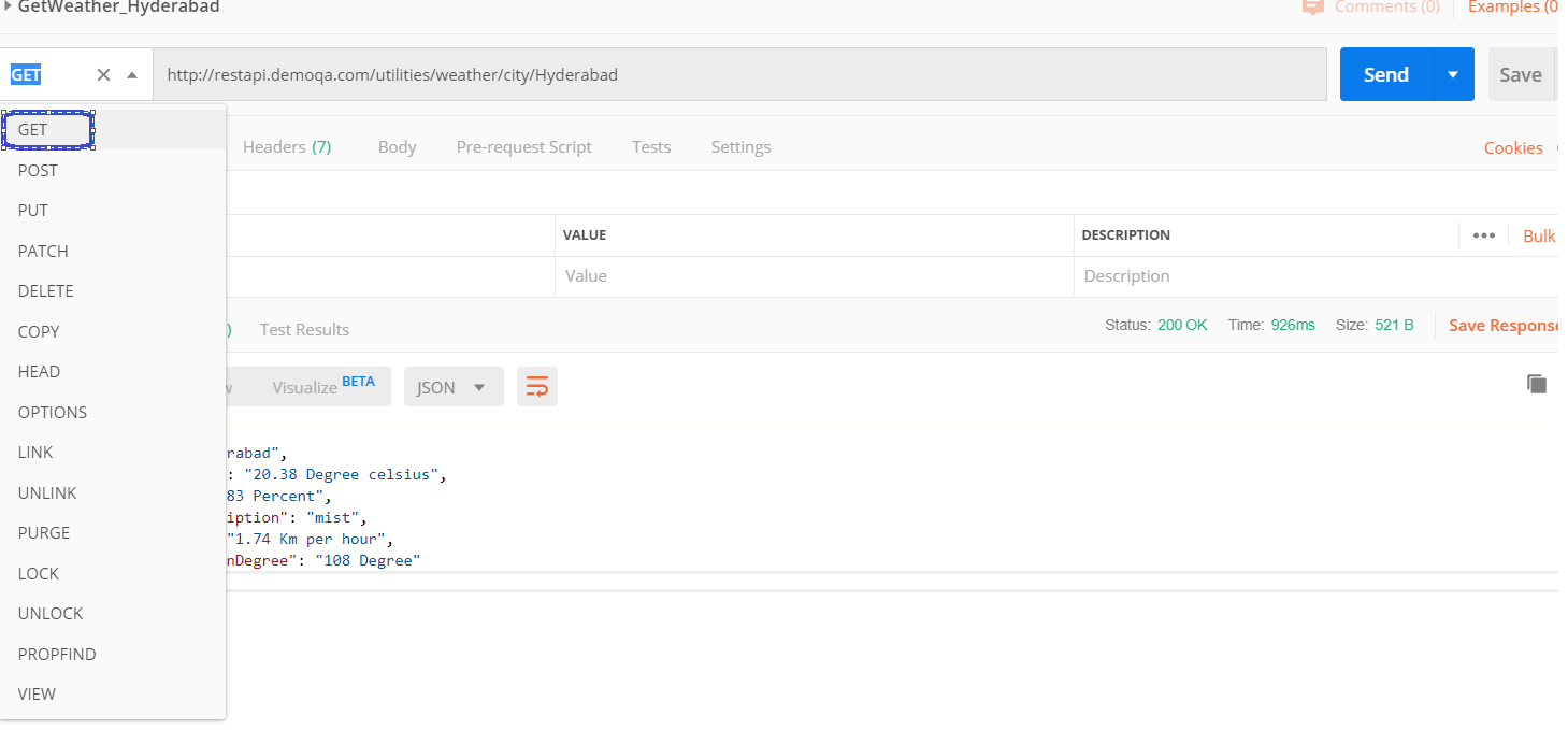 GET request in Postman