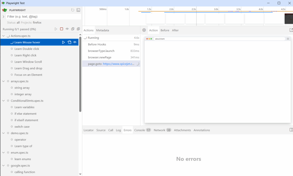 Running Tests in UI Mode